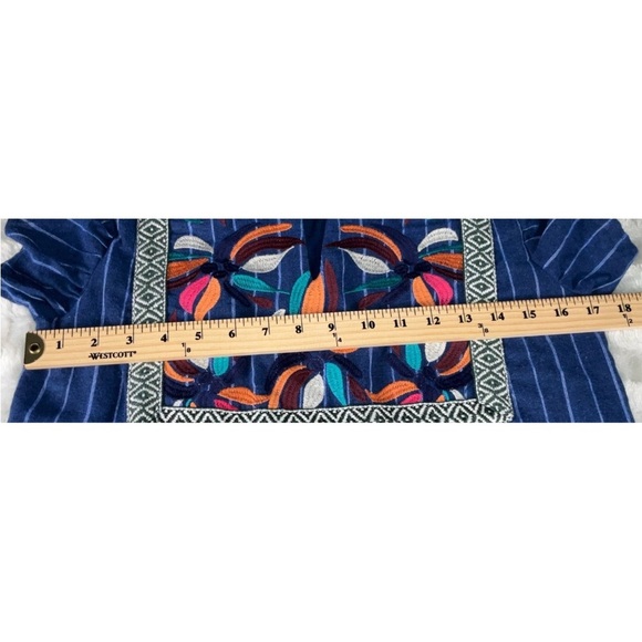 I Love Womens Size Small Navy/White Stripe Pocket Embroidered Chest Design Dress - Picture 7 of 9